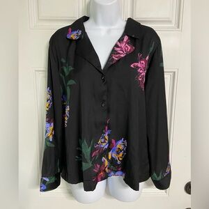 3- G by GIULIANI Black Floral Blousy Shirt